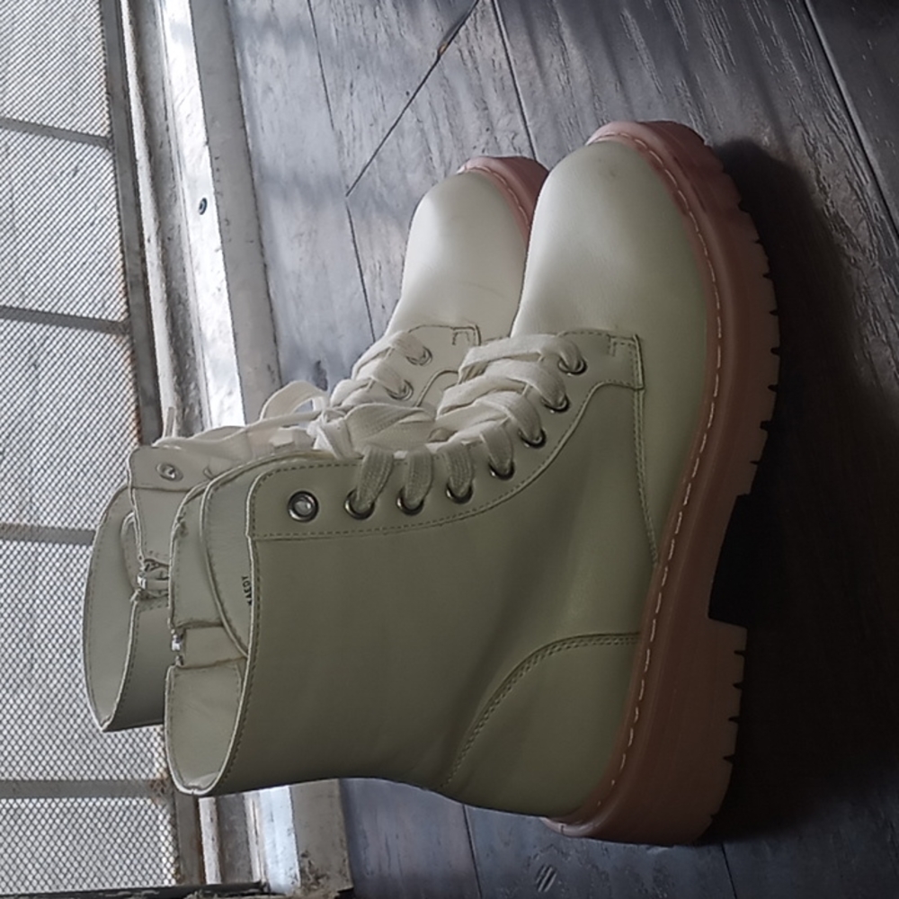 White and pink boots